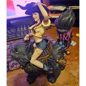 Sexy Witch riding black cat Figurine Resin by Brigid Ashwood